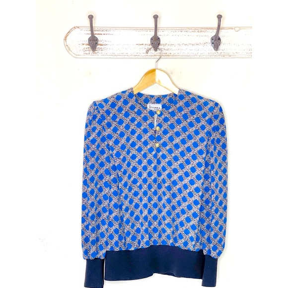 Vintage Evanna Petite Blue Patterned Skirt Set - Picture 2 of 6